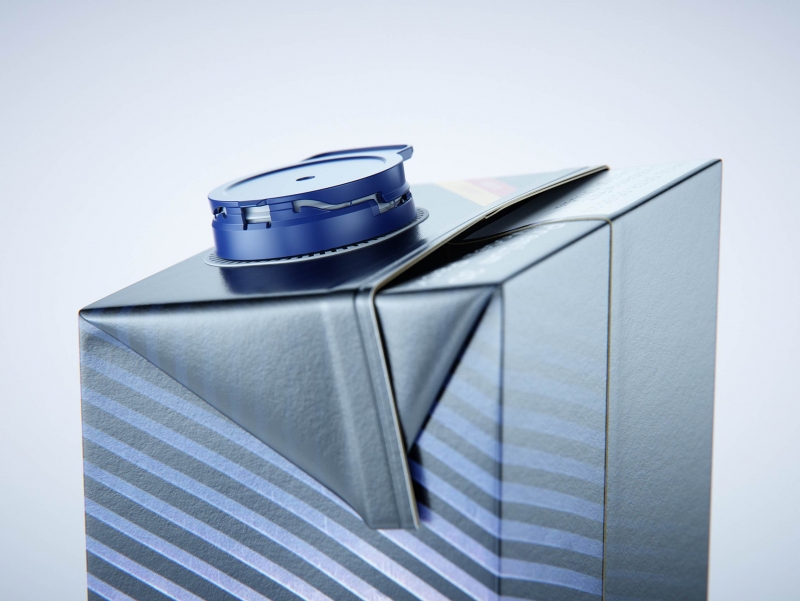 Tetra Pak Brik Edge 1000ml with tethered cap LightWing 30 premium carton packaging 3D model