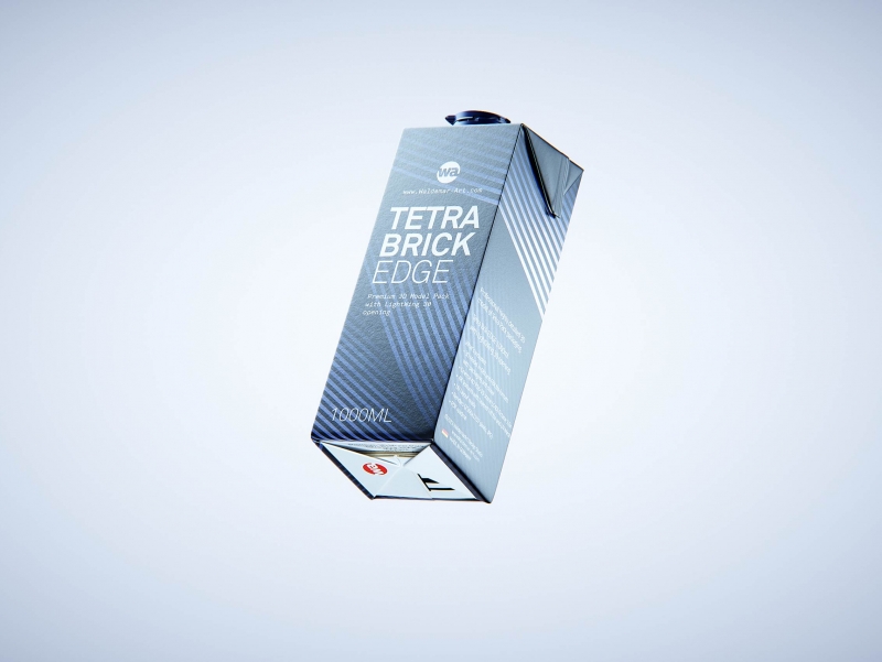 Tetra Pak Brik Edge 1000ml with tethered cap LightWing 30 premium carton packaging 3D model