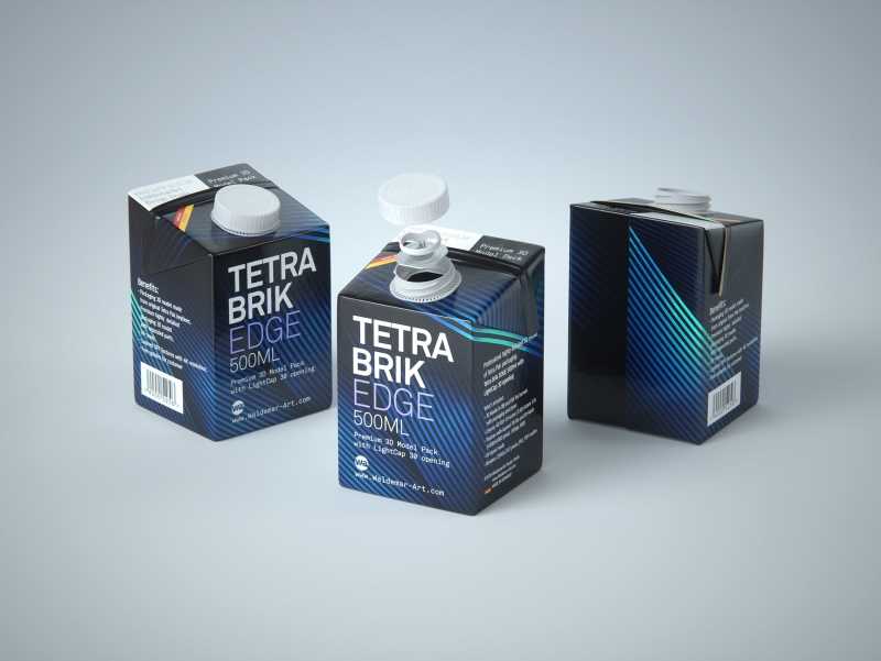 Tetra Pack Brick EDGE 500ml with LightCap 30 packaging 3D model pak