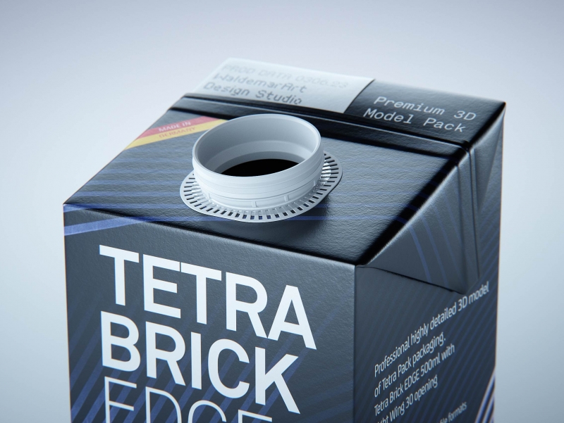 Tetra Brik Edge 500ml with LightWing 30 premium carton packaging 3D model