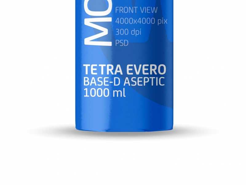 Packaging MockUp of Tetra Pack Evero Aseptic Base-D 1000ml with OrionTop-O38A Front View