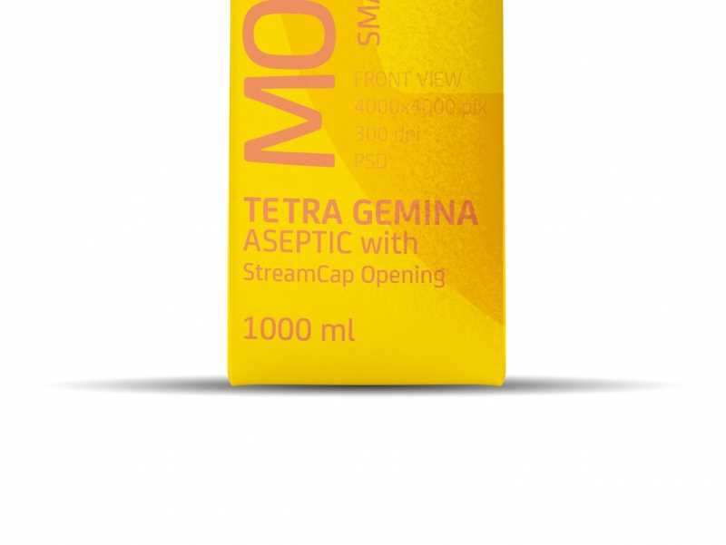Tetra Pack Gemina Aseptic 1000ml Square Package MockUp with StreamCap Side View