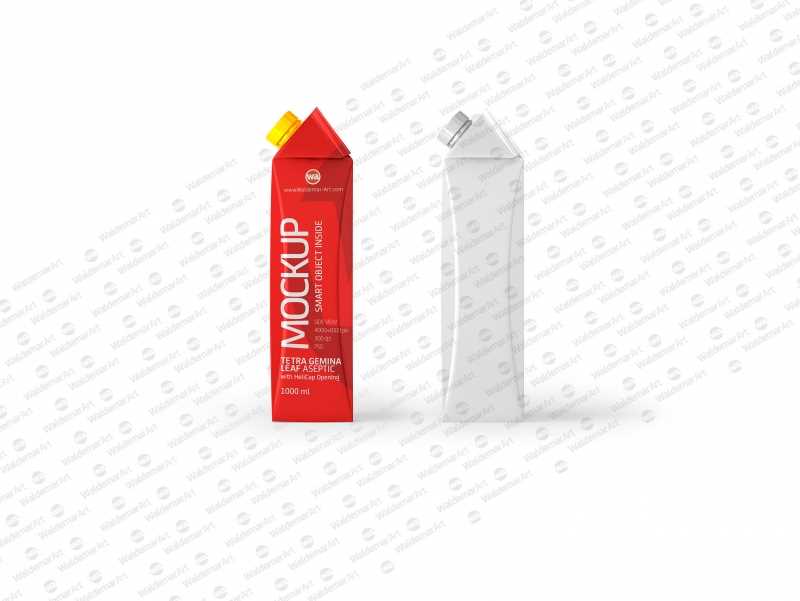 Tetra Pack Gemina Leaf 1000ml Mockup. Side View