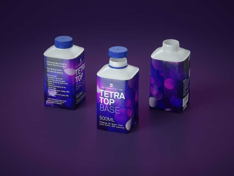 Premium 3d model pak of the Tetra Pack Top Base 500ml with Eifel O38 closer