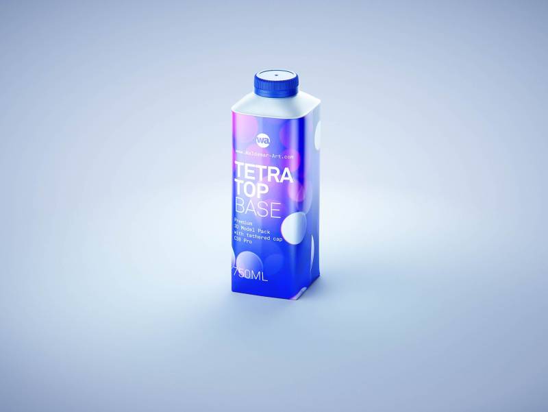 Packaging 3D model pak of Tetra Pack Top Base 750ml with tethered cap C38 Pro