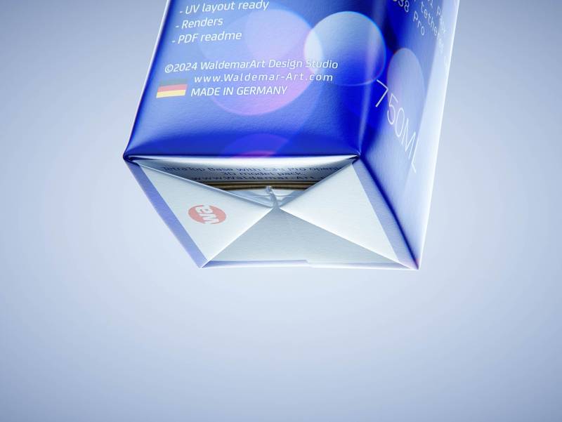 Packaging 3D model pak of Tetra Pack Top Base 750ml with tethered cap C38 Pro
