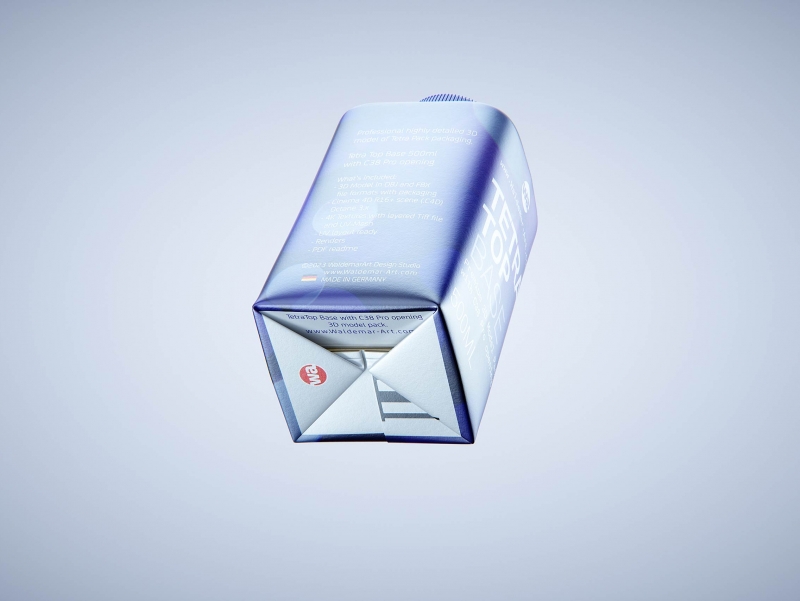 Tetra Top Base 500ml with tethered cap C38Pro premium carton packaging 3d model