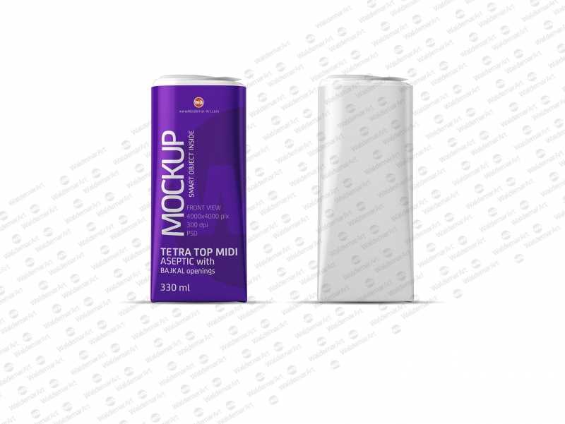 Packaging Mock-Up of Tetra Pack Top Aseptic Midi 330ml with Bajkal