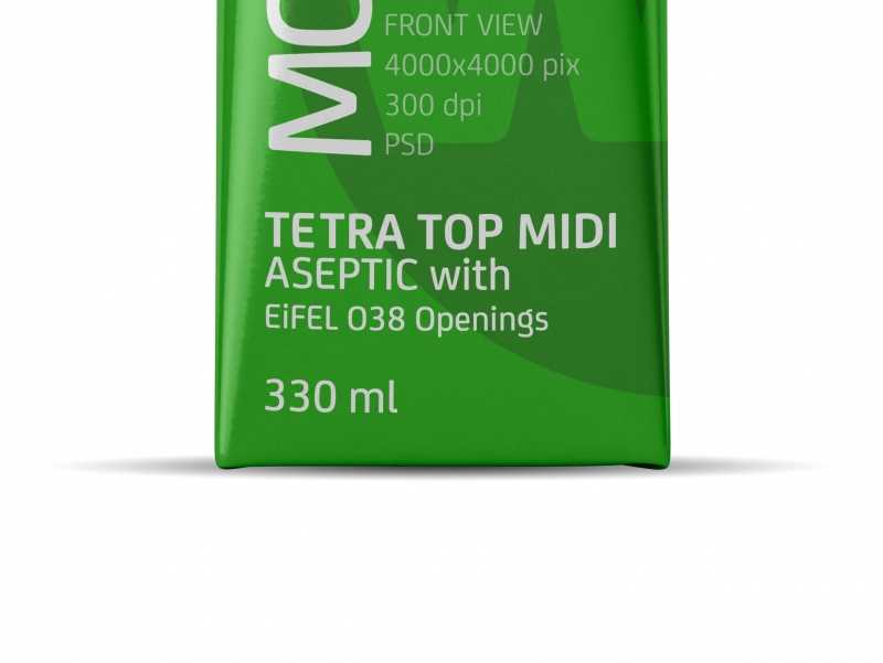Packaging MockUp of Tetra Pack Top Aseptic Midi 330ml with Eifel-O38