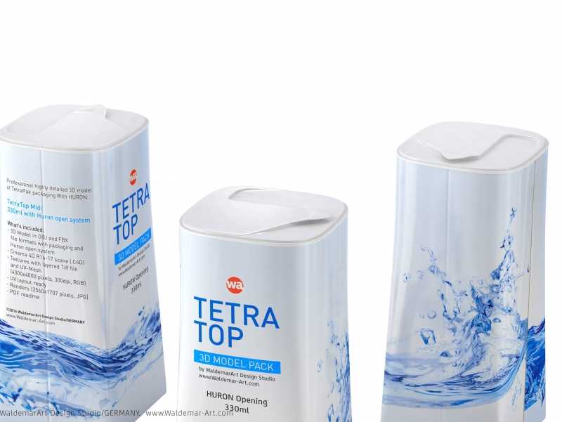 Packaging 3D model of Tetra Pack Top Midi 330ml with Huron