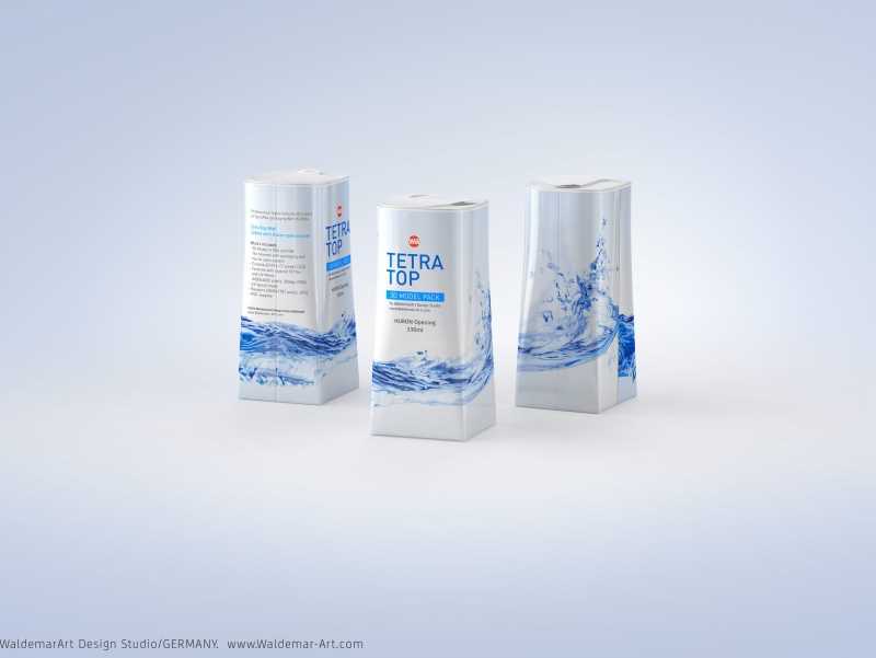 Packaging 3D model of Tetra Pack Top Midi 330ml with Huron