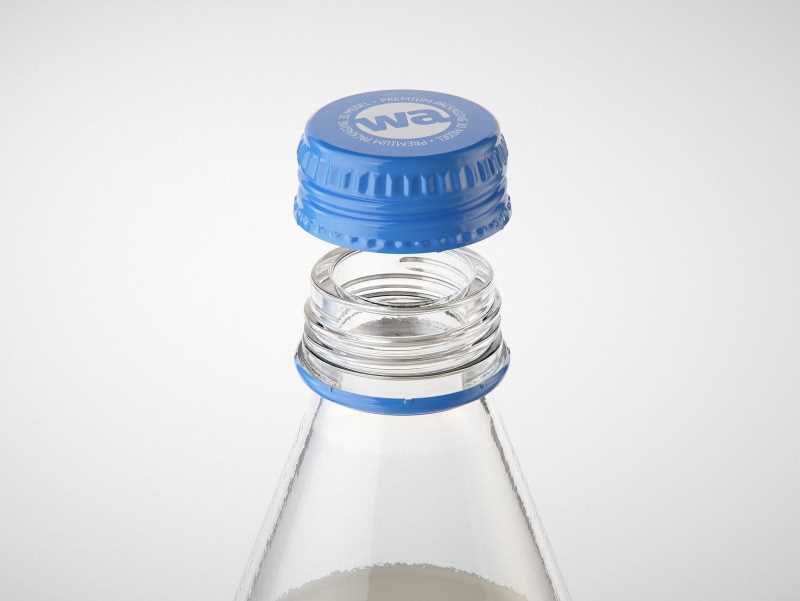Vanilla Milk Glass bottle 500ml packaging 3D model with a screw cap and a glass of milk