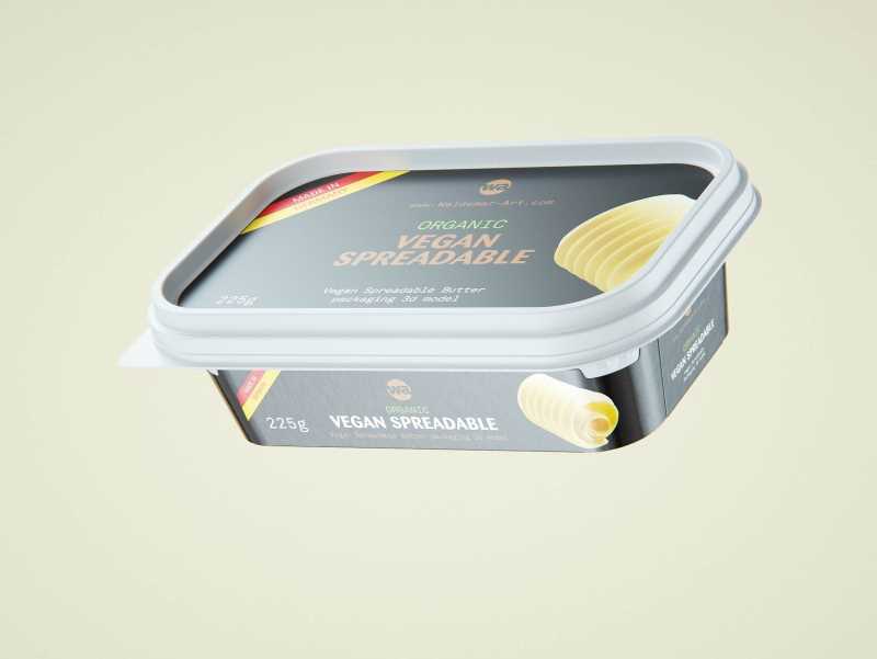 Vegan Spreadable Butter plastic container 225g packaging 3D model