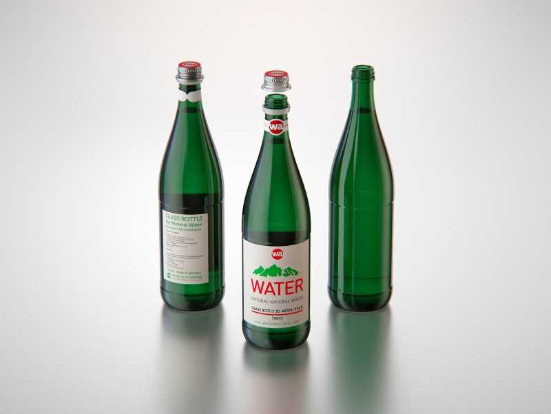 Water glass bottle 750ml packaging 3D model pack