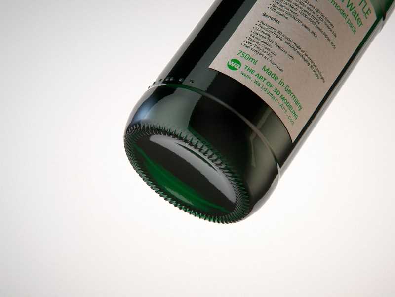 Water glass bottle 750ml packaging 3D model pack