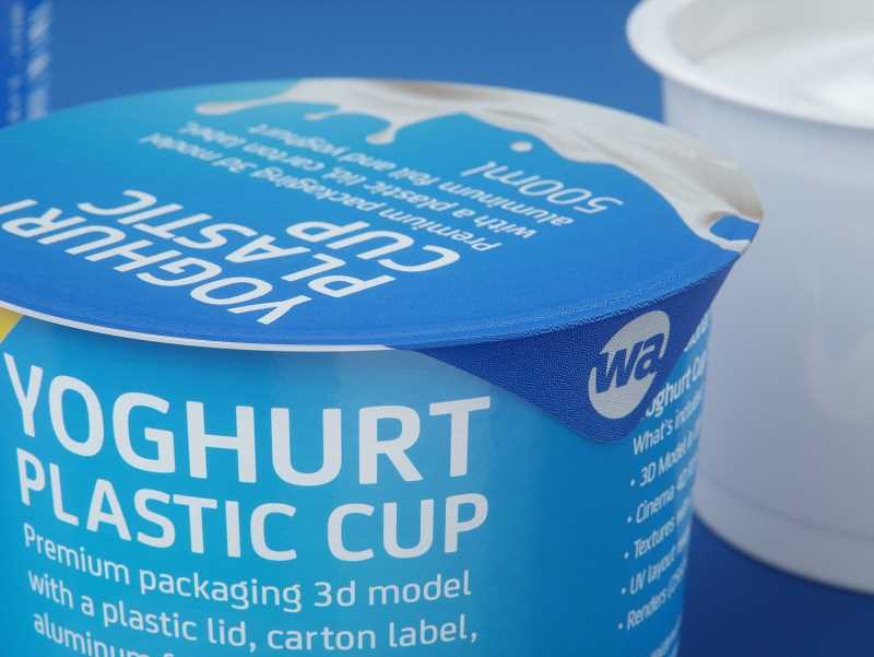 Yoghurt Plastic Cup (short version) 500ml Premium packaging 3D model