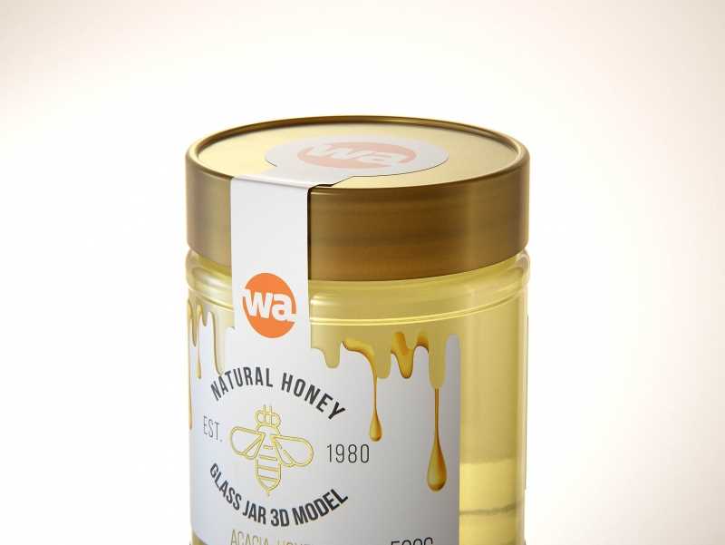 Acacia Honey Glass Jar 500g packaging 3d model