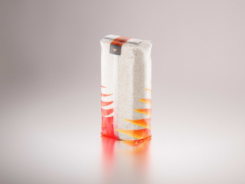 Basmati long grain rice plastic bag packaging 1kg premium 3d model