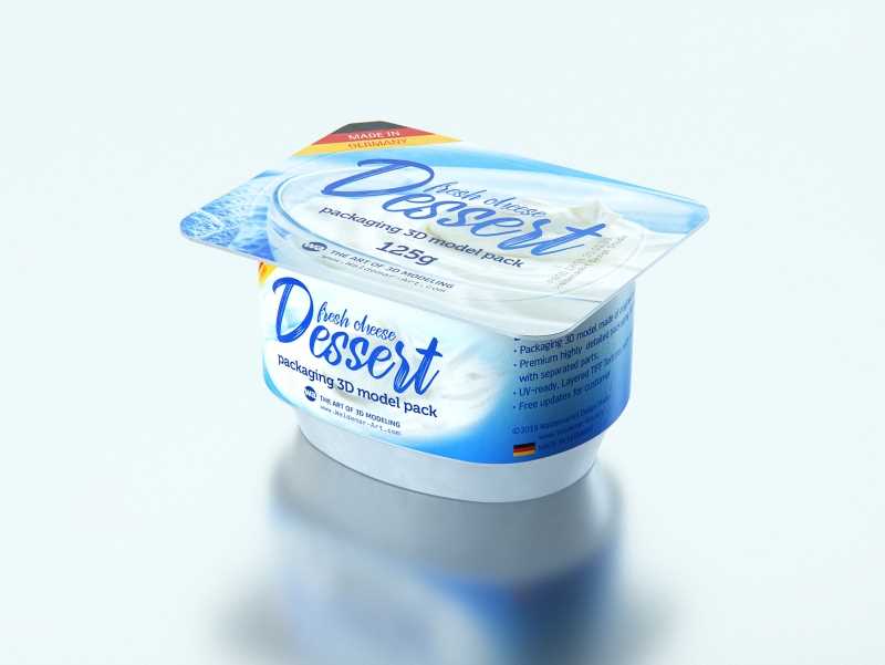 Fresh Cheese Dessert Plastic Cup 125g packaging 3D model