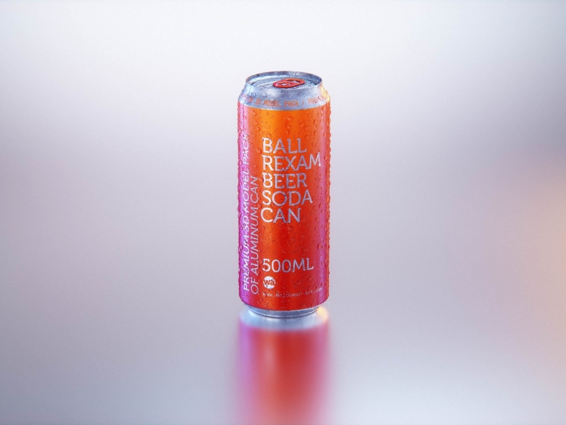 Metal Beer/Soda can 500ml with water droplets and condensation professional 3D model pack