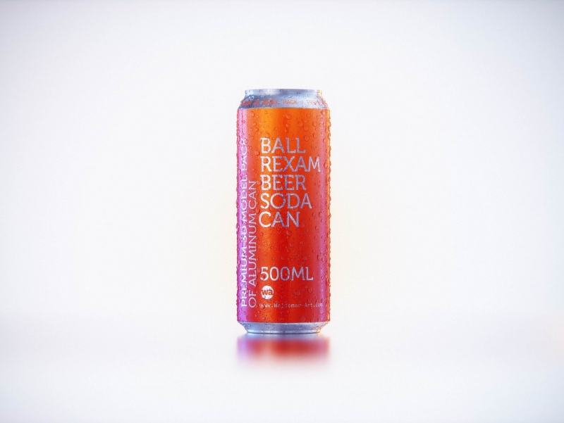 Metal Beer/Soda can 500ml with water droplets and condensation professional 3D model pack