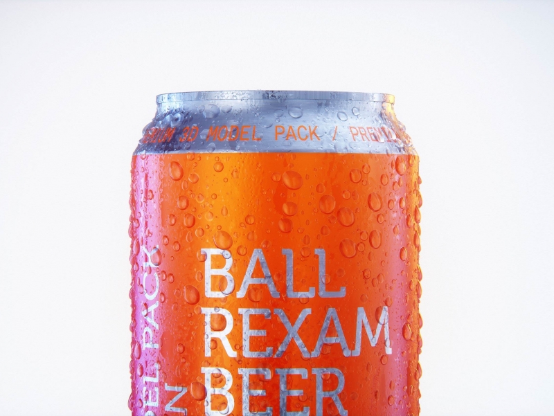 Metal Beer/Soda can 500ml with water droplets and condensation professional 3D model pack