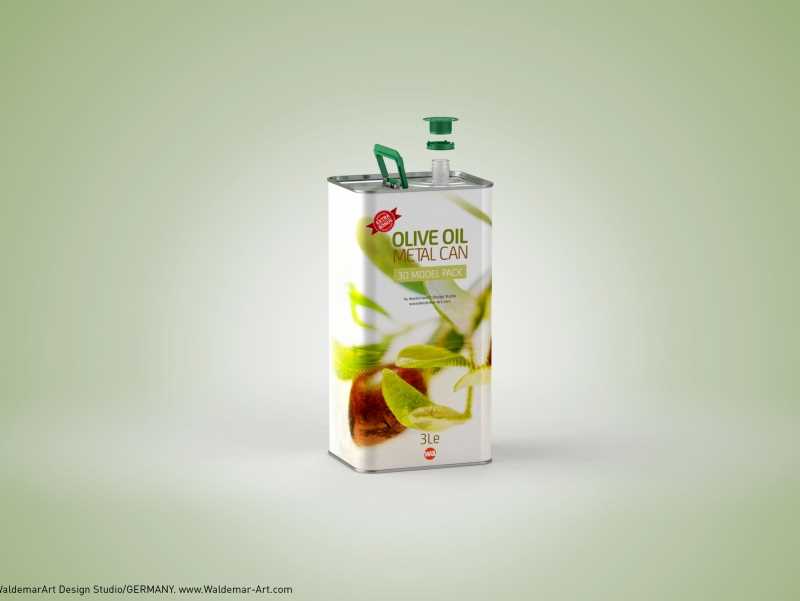 Olive Oil Tin Metal Can 3le 3D model with handle + bonus