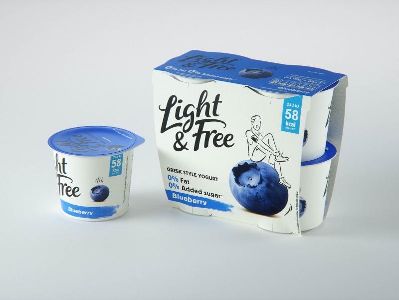 DANONE Light and Free Yogurt Blueberry 4x (115g) product 3D visualization