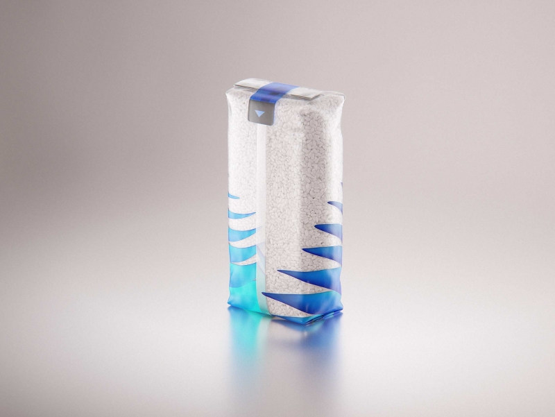 Short-grain rice plastic bag 1000g premium packaging 3d model