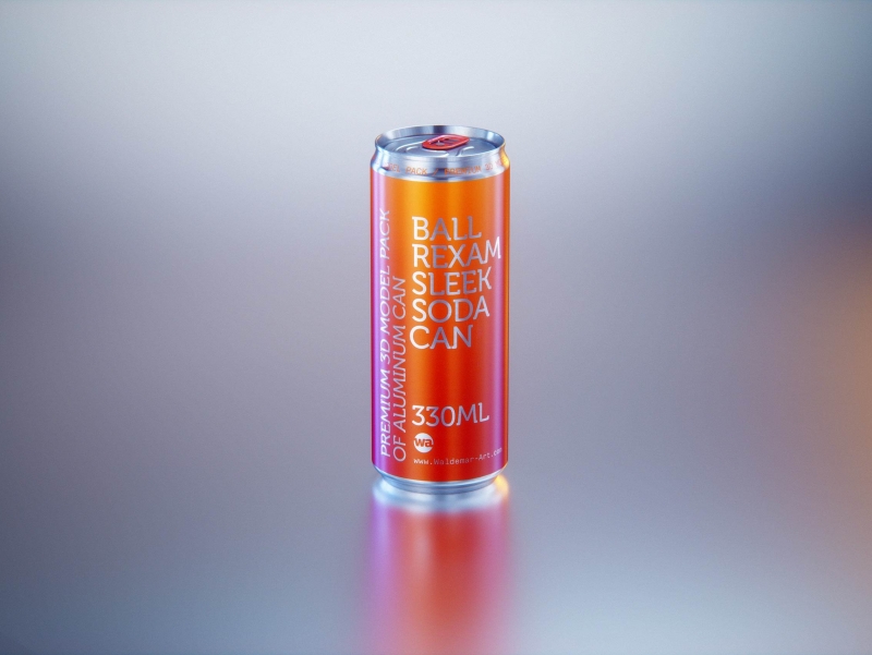 Metal Sleek can 330ml with water droplets and condensation professional 3D model pack