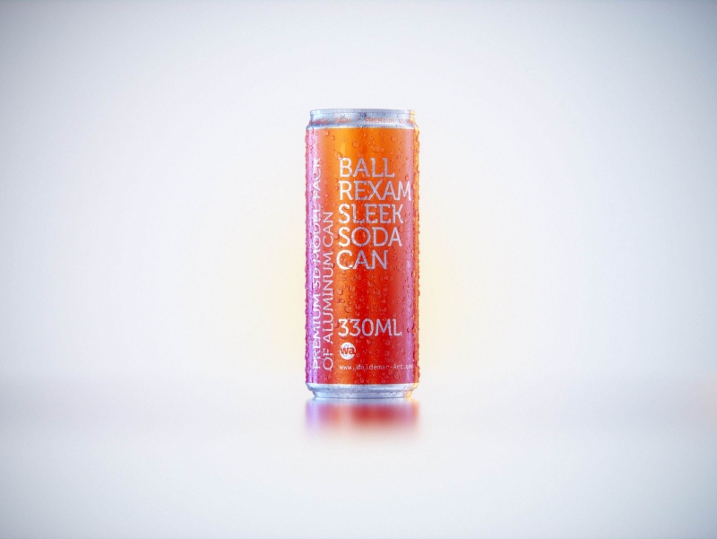 Metal Sleek can 330ml with water droplets and condensation professional 3D model pack