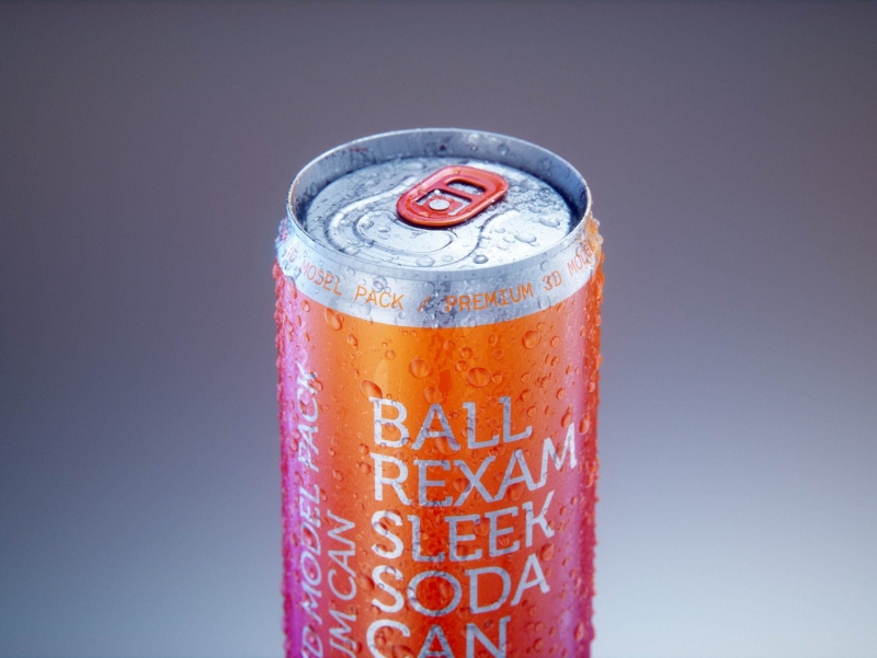 Metal Sleek can 330ml with water droplets and condensation professional 3D model pack