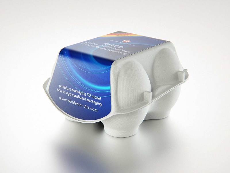 x4 Egg Cold Pressed Paper Carton box packaging 3D model pack
