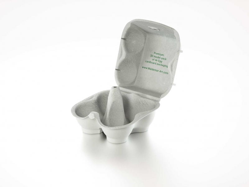 x4 Egg Cold Pressed Paper Carton box packaging 3D model pack