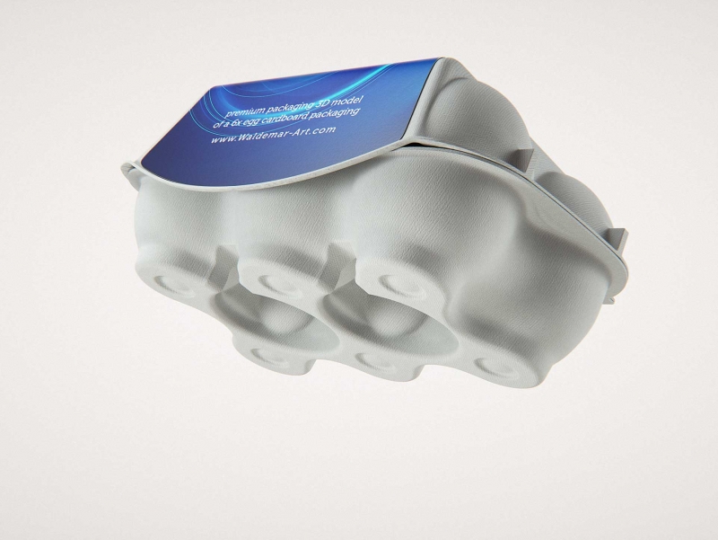 6x Egg Cold Pressed Paper Carton box packaging 3D model pack