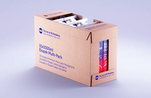 Carton multi-pack packaging for 4x200ml Tetra Prizma Edge premium 3D model 