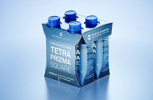 3D model pak of Tetra Pack Gemina Square 500ml package with StreamCap opening