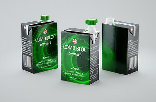 Packaging 3D model of Elopak Pure-Pak Diamond Curve 250ml