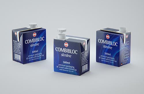 Mockup of Elopak Pure-Pak Diamond-Curve 1000ml packaging - Front view