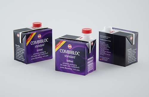 Elopak Pure-Pak Diamond Curve Slim 500ml Premium packaging 3D model