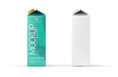 Tetra Pack Brick Mockup Aseptic 1000ml Slim with ReCap3 - Back view