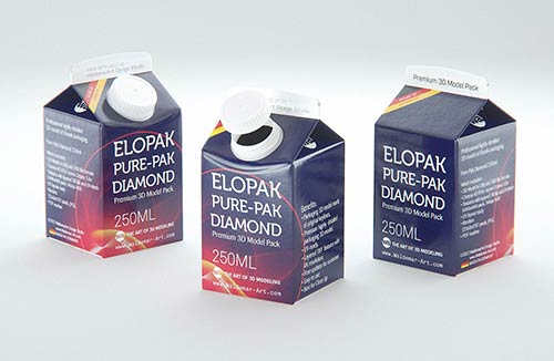 Tetra Pack Brick Mockup Aseptic 1000ml Slim with ReCap3 - Side view