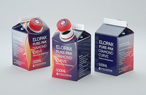 Tetra Pack Brik Slim 500ml with ReCap2 Premium package 3D model pak