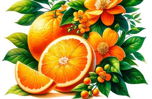 The watercolor illustration of red currant, highlighting the vibrant berries and green leaves