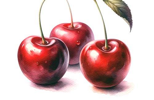 Digital Watercolor Illustration of Black Currant berries in a minimalist style with leave