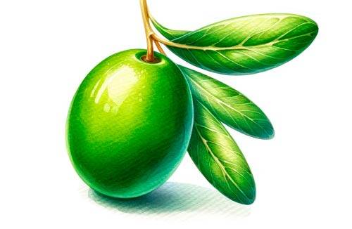 Digital Watercolor Illustration of Black Currant berries in a minimalist style with leave