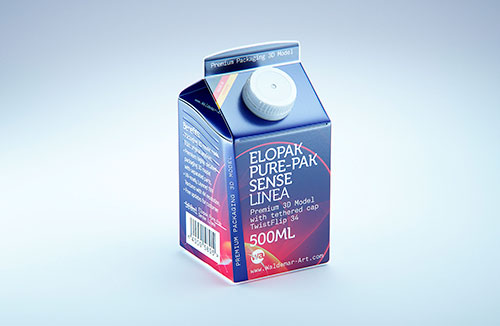 Elopak Pure-Pak Diamond Curve Slim 500ml Premium packaging 3D model