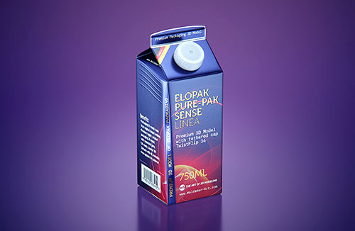 Packaging 3D model of Elopak Pure-Pak Diamond Curve 250ml