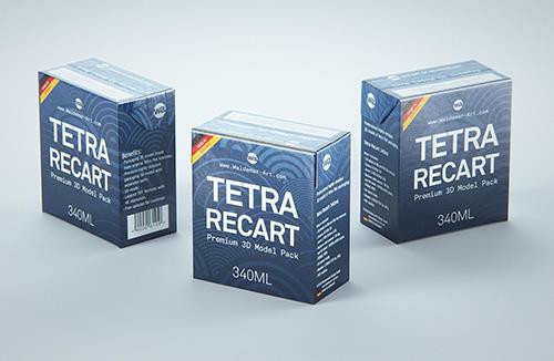 Carton multi-pack packaging for 4x330ml Tetra Prizma Square premium 3D model 