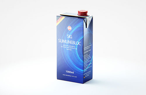Tetra Pack Brick Mockup Aseptic 1000ml Slim with ReCap3 - Back view